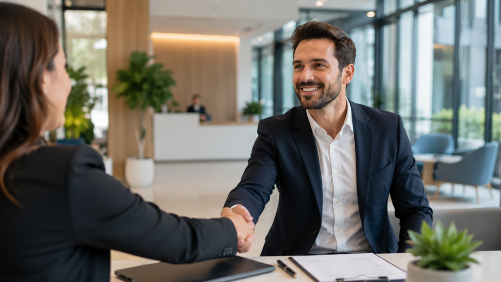 Professional beginning a high paying career after training or certification