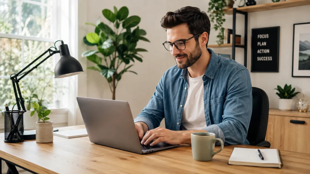 Remote professional working in a flexible high paying career