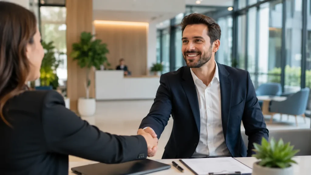 Professional beginning a high paying career after training or certification