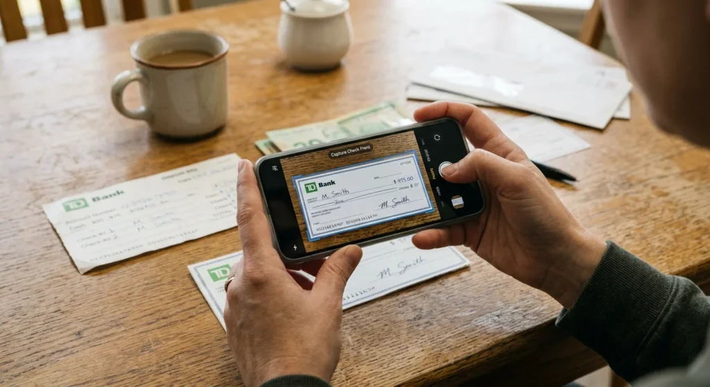 depositing a check using a mobile banking app deposit slip alternative
