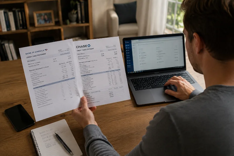 Person comparing balance transfer offers before choosing a slate edge credit card